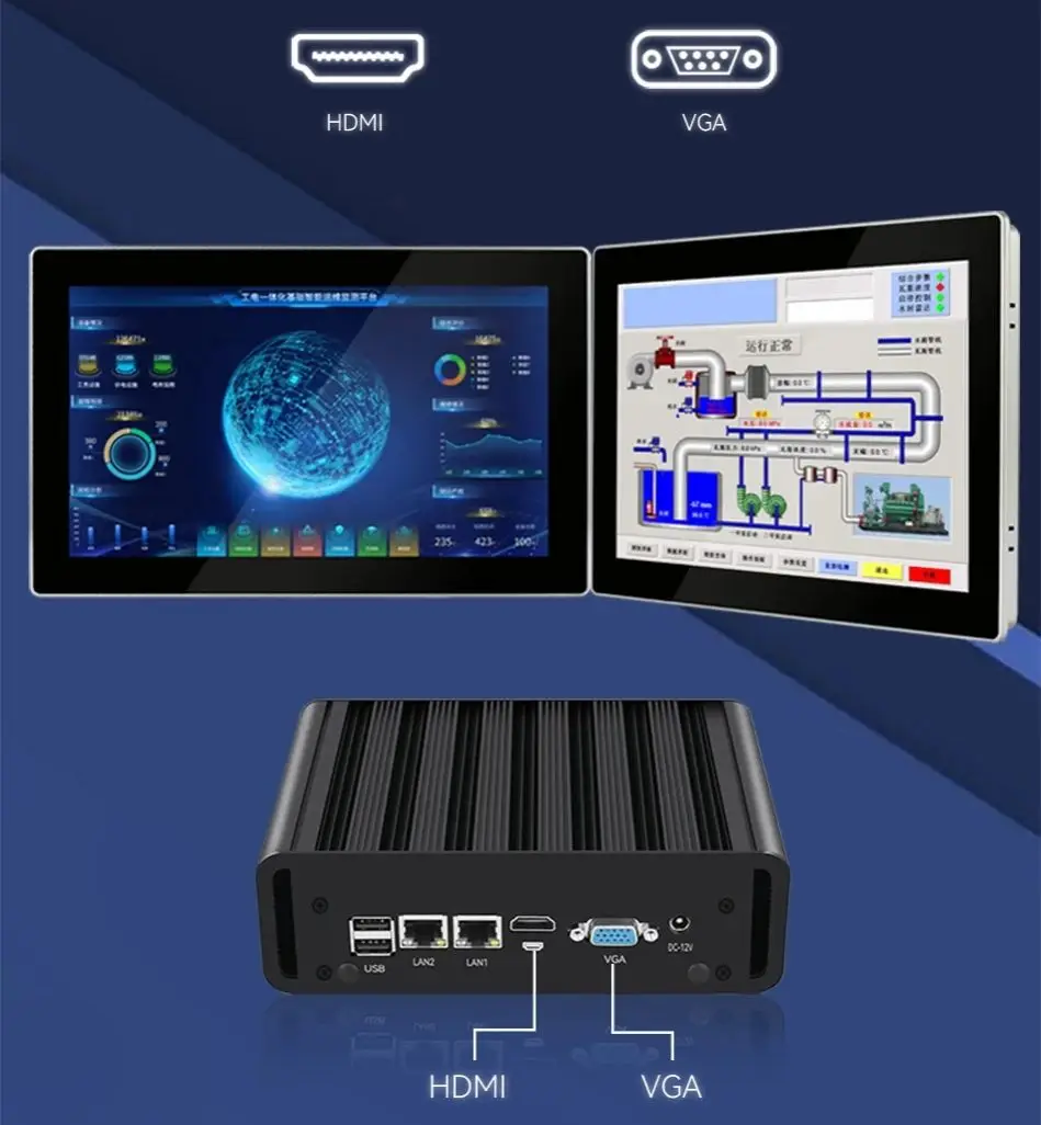 كمبيوتر صغير صناعي XCY مع Inter Core Celeron يدعم WIN10 Linux Pfense WiFi مع 4xUSB3.0 2xUSB2.0 1xHDMI كمبيوتر مدمج