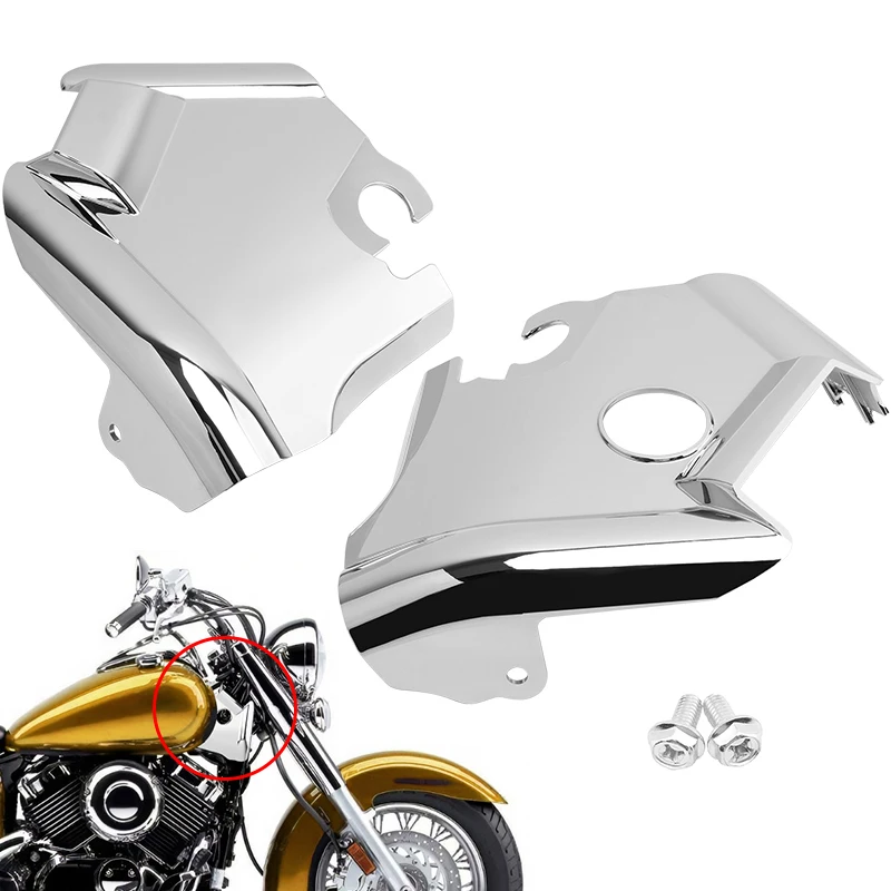 

2 Pcs Motorcycle Chrome Front Frame Side Guard Neck Protection Cover For Yamaha XVS650 Drag Star V-Star 650 Custom Classic 96-08