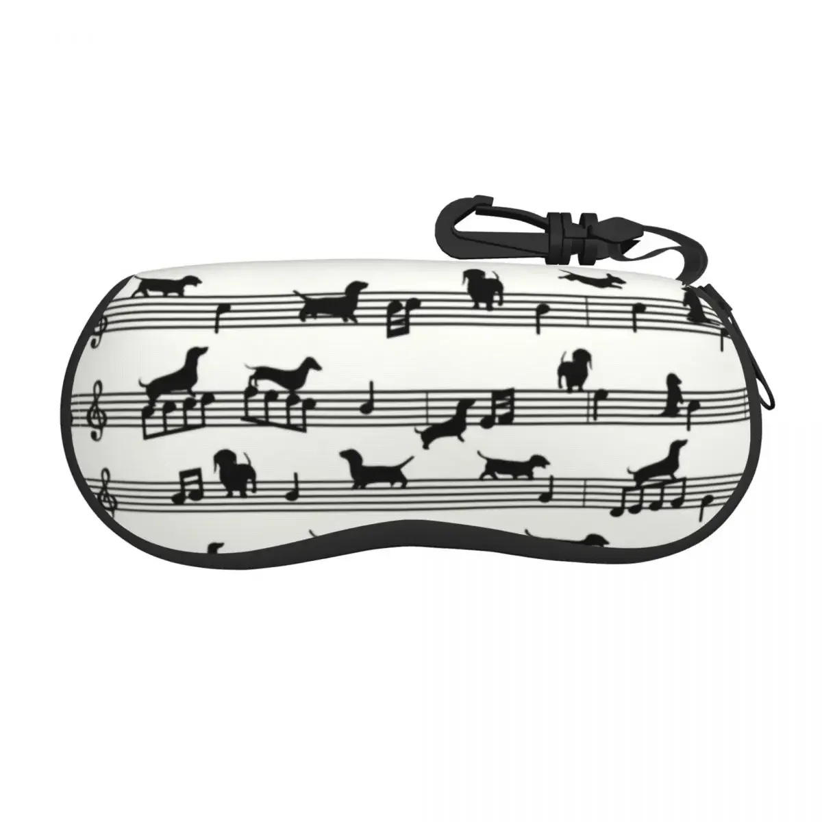 Music Notes Dachshund Shell Eyeglasses Case Women Men Cute Wiener Badger Sausage Dog Glasses Case Sunglasses Box Pouch