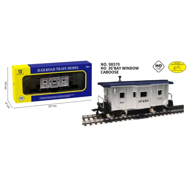 

HF 1/87 HO Type Bay Window Caboose/Open Gondola/Freight Car Metal Wheels Alloy Railroad Train Model Simulation Toy Display