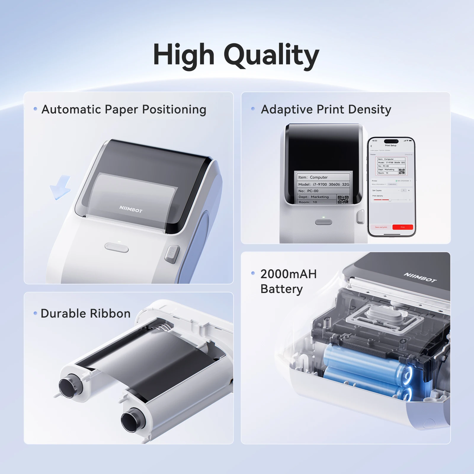 Niimbot جديد 3 بوصة طابعة لاسلكية متنقلة صغيرة طابعة ملصقات نقل حراري M3
