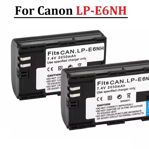 Original 2650mAh LP-E6NH LPE6NH Battery for Canon EOS R R5 R6 R7 5DS 6D 7D 60D 70D 80D 90D XC10 XC15 Cameras