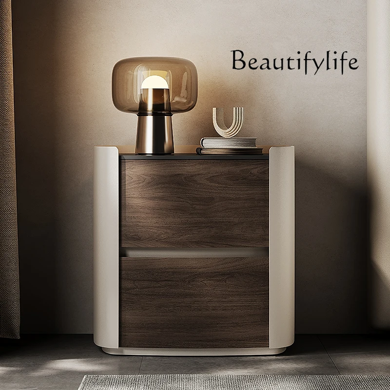 

Italian light luxury high-end bedside table modern simple bedroom minimalist solid wood master bedroom high-end bedside table