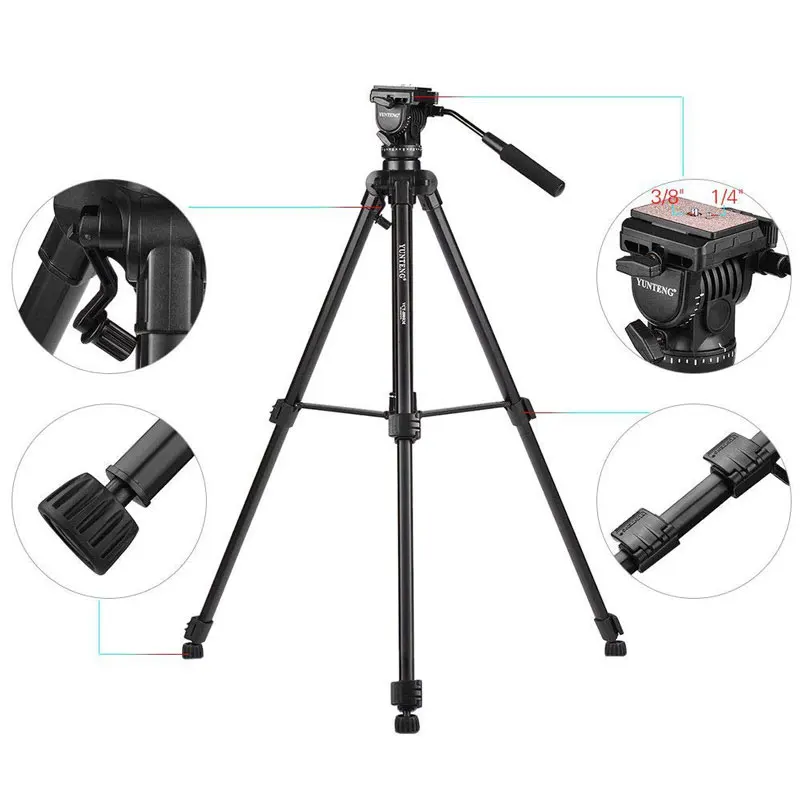 2025 رائجة البيع DF بالجملة الأصلي-Yunteng-Tripod المحمولة الألومنيوم ترايبود ل s Yunteng880 ترايبود مرن