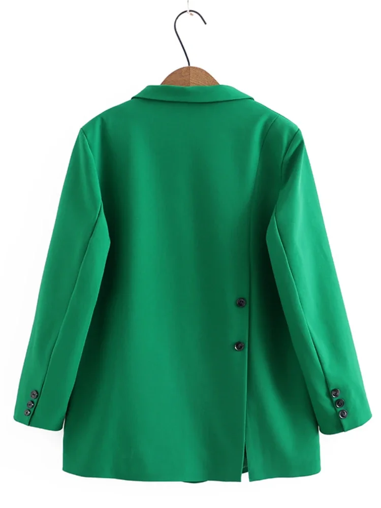 Office Lady Plus Size Blazers Green Black Long Sleeves Loose Suit Coat Single Breasted Chic Female Straight Slim Causal Outwear