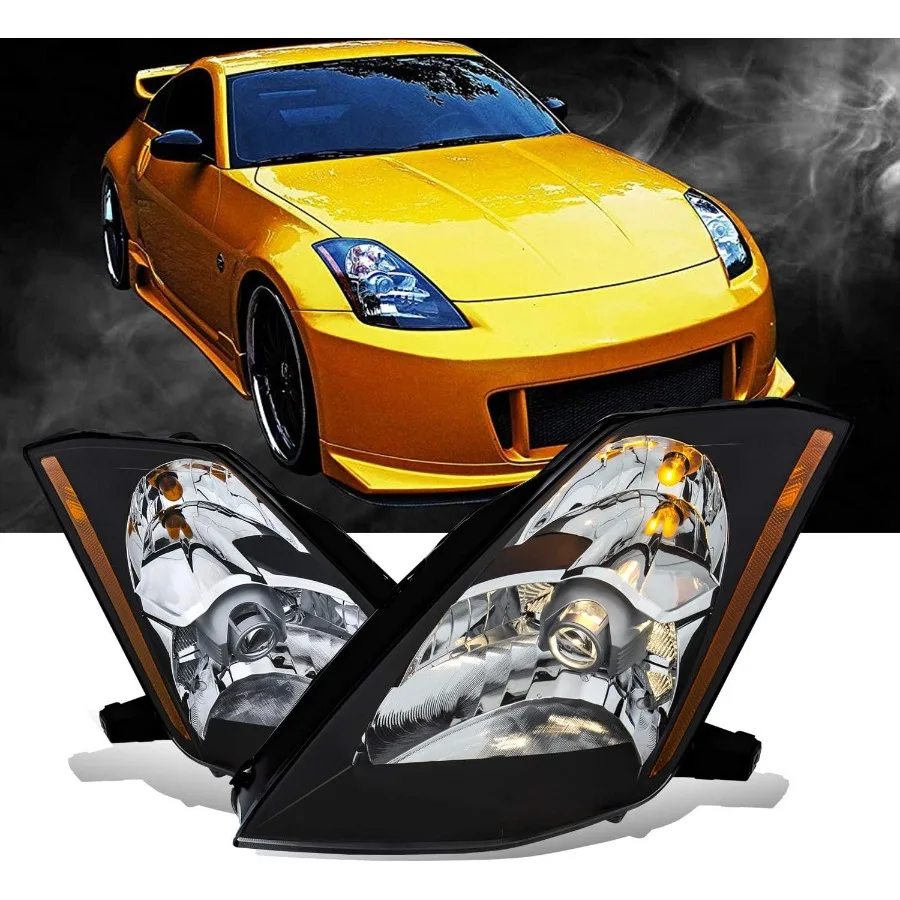 

Для Nissan 350Z 2003-2005 годов [Halogen Type] Пара сменных фар для проектора черного цвета OE — улучшенная сторона водителя и пассажира Vi