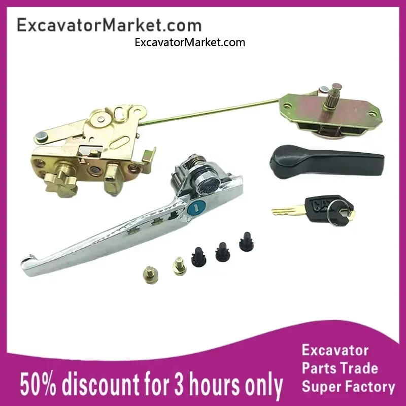 

Excavator Spare For Caterpillar E70 E120B E200B Cab door lock assembly inner and outer handle lock cylinder lock block