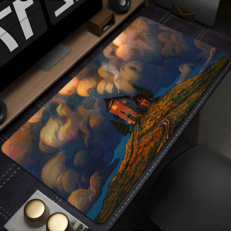 

Mouse Pad Laptop Cartoon Retro City HD Print Mousepad PC Anime Clouds Kawaii Keyboard Pad Gaming Accessories Desktop Mouse Mat