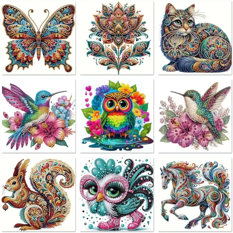 

DIY Animals Pattern Diamond Painting Kit 5D Special Shape Crystal Diamond Painting Partial Mosaic Gift Making 30x30cm