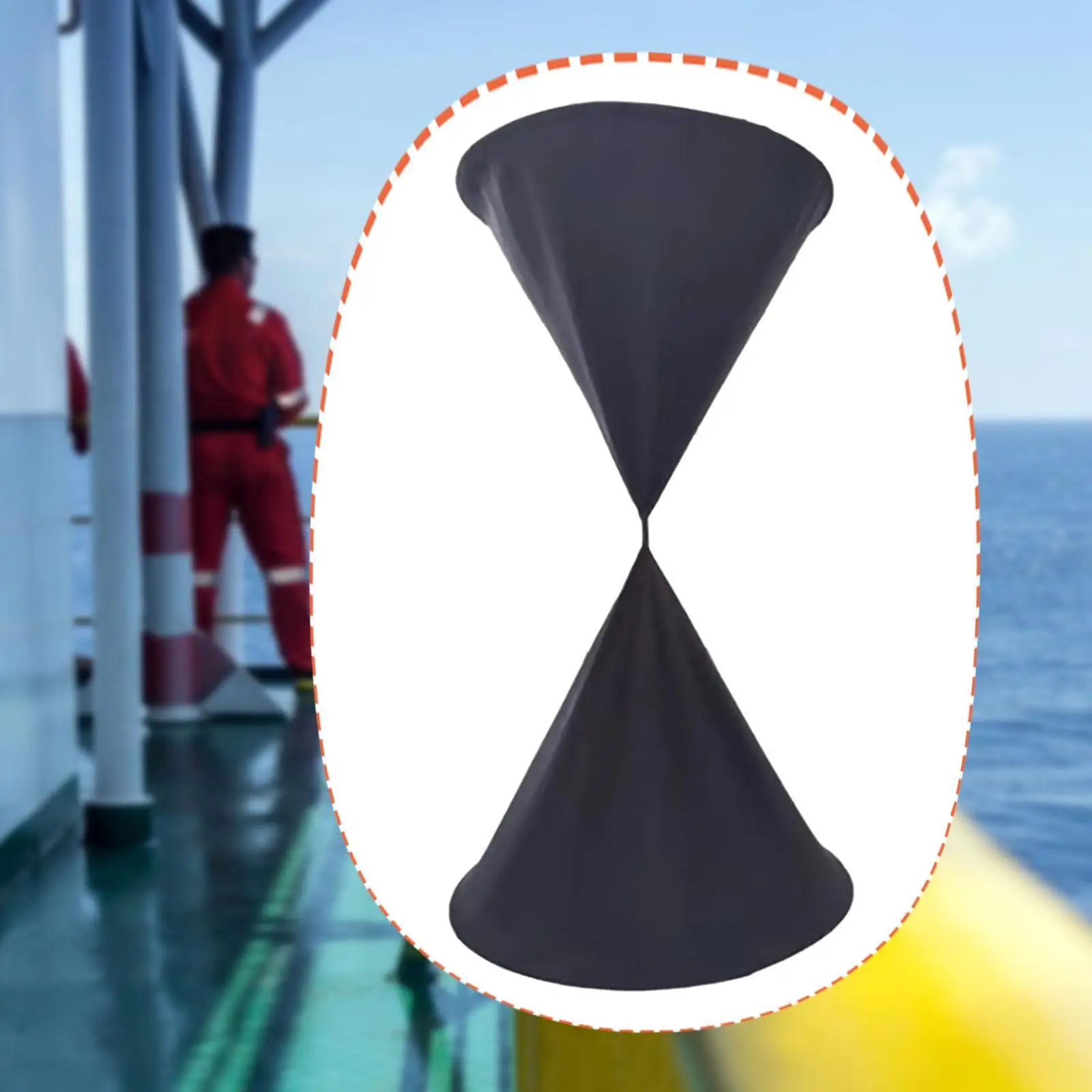 Marine Daylight Signal Nautical Anchor Signal Wear Resistant Black Canvas Double Cone Shape for Container Ships Yachts