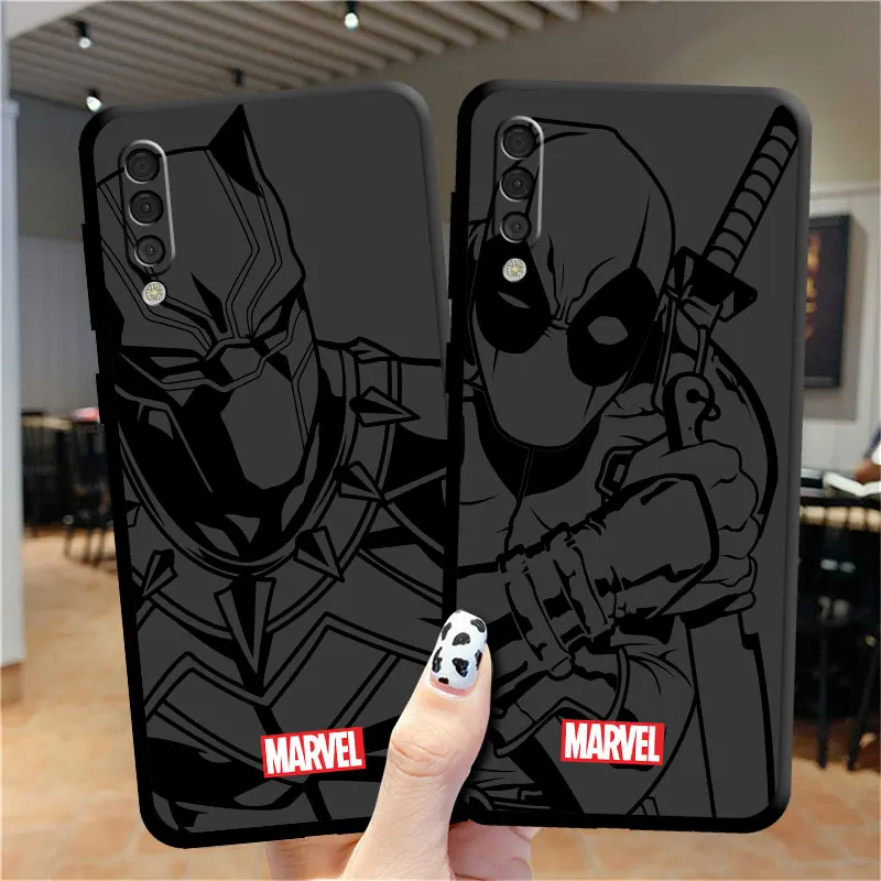 Black Soft Cover For Samsung Galaxy A03s A10 A03 A20s A20e A91 A42 A04e A50s M33 M54 A40 Phone Case Marvel SpiderMan IronMan Art