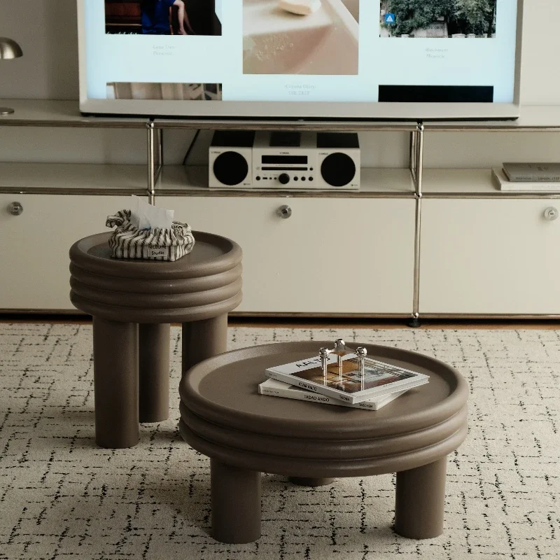 

Modern minimalist designer creative round coffee table set expandable side table small apartment sofa