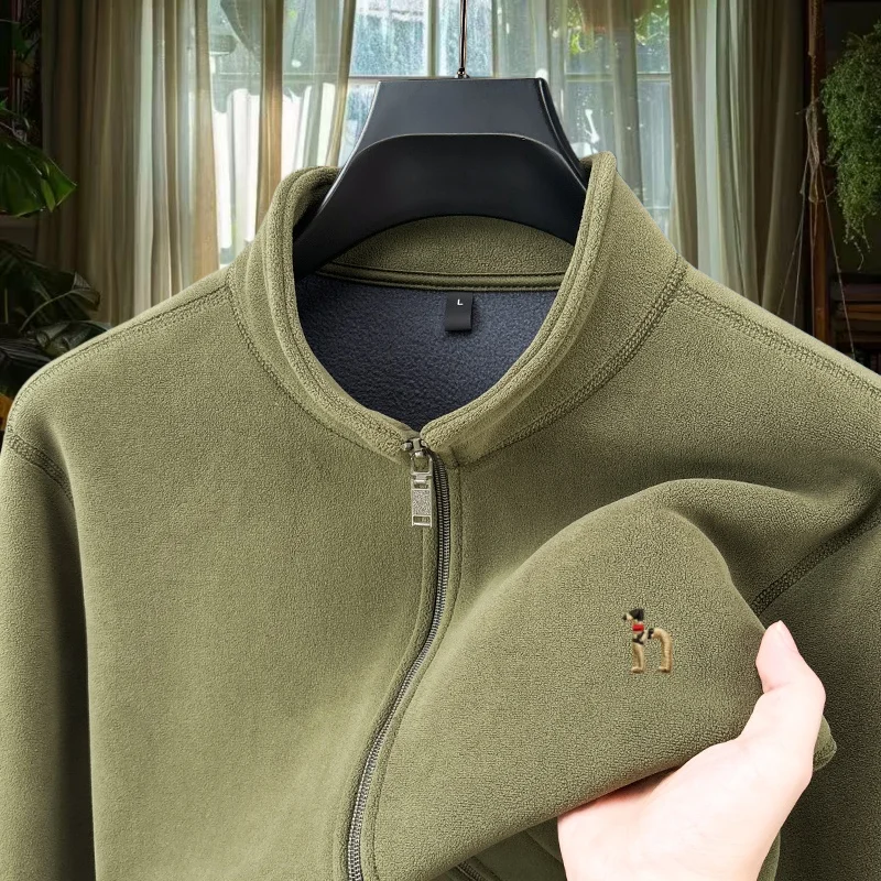 

Brand 2025 autumn/winter men clothing designer original small dog embroidery zipper cardigan new double-sided velvet warm jacket
