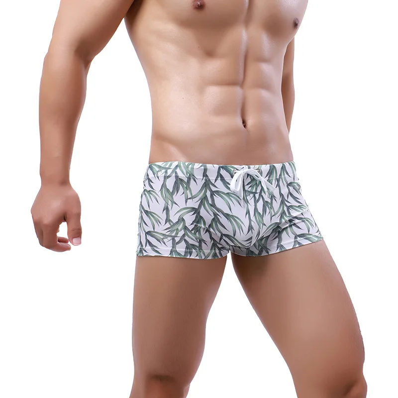 Men's trunks new printed elastic swimming trunks tethered waist swimming trunks young students fashion men's swimsuit A911