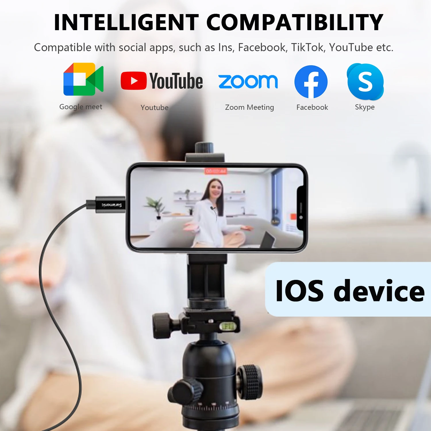 ميكروفون سارامونيك LavMicro-L مكثف Lavalier لأجهزة iPhone iPad iOS وتسجيل فيديو يوتيوب وبث مباشر ومدونة فيديو