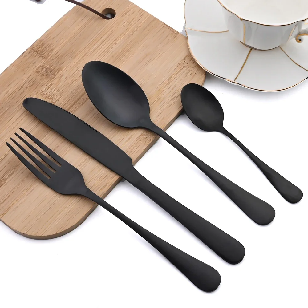 24pcs Cutlery Sets Stainless Steel Rainbow Dinnerware Set Knife Fork Spoon Flatware Matte Dishwasher Safe Kitchen Tableware Set