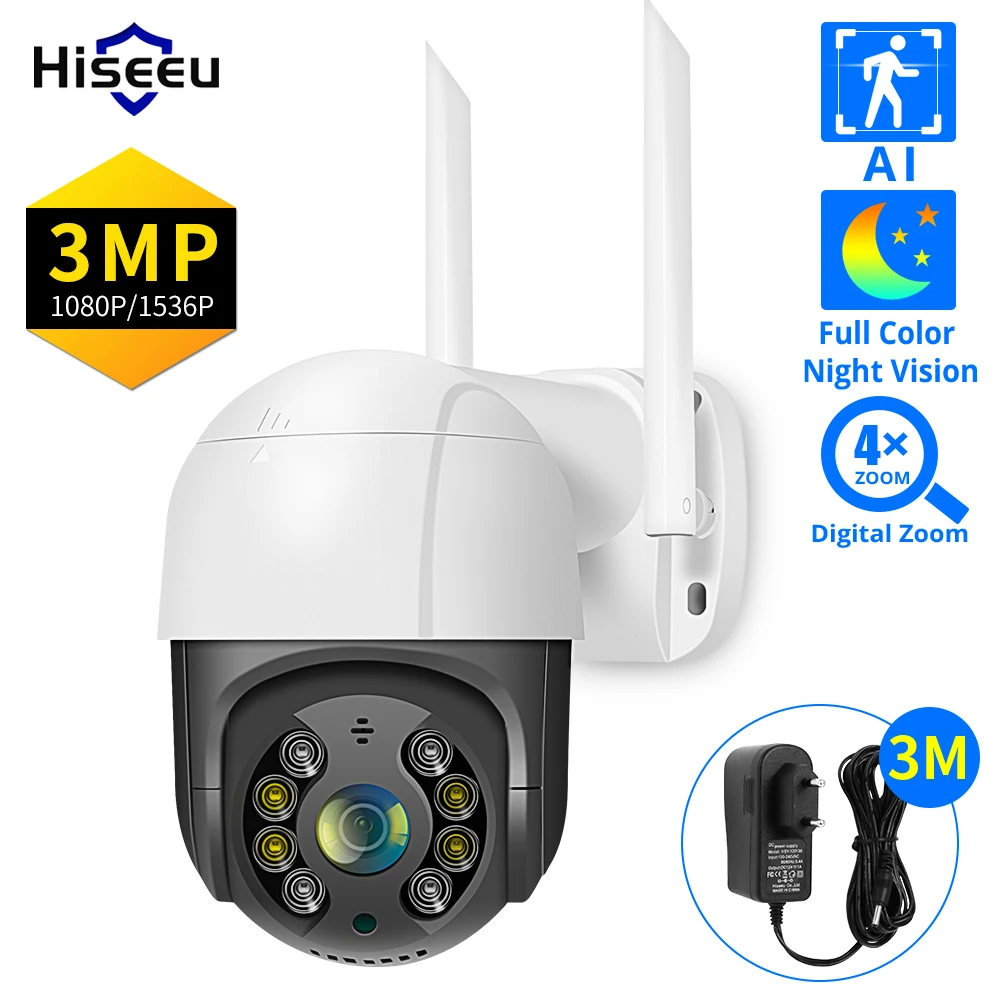 

Hiseeu 1080P Wifi PTZ IP Camera 5x Digital Zoom AI Human Detection Color Night Vision ONVIF Wireless CCTV Security Protection C