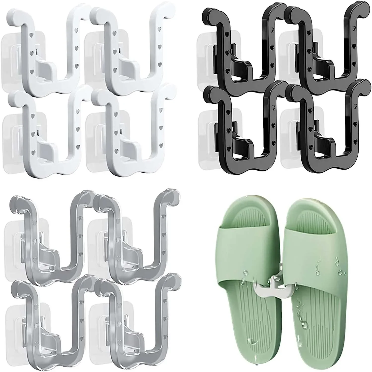 

Slippers Rack No Punching Bathroom Simple Slipper Hook Toilet Drainage Rack Wall Mounted Bedroom Neat Storage Shoe Drying Rack