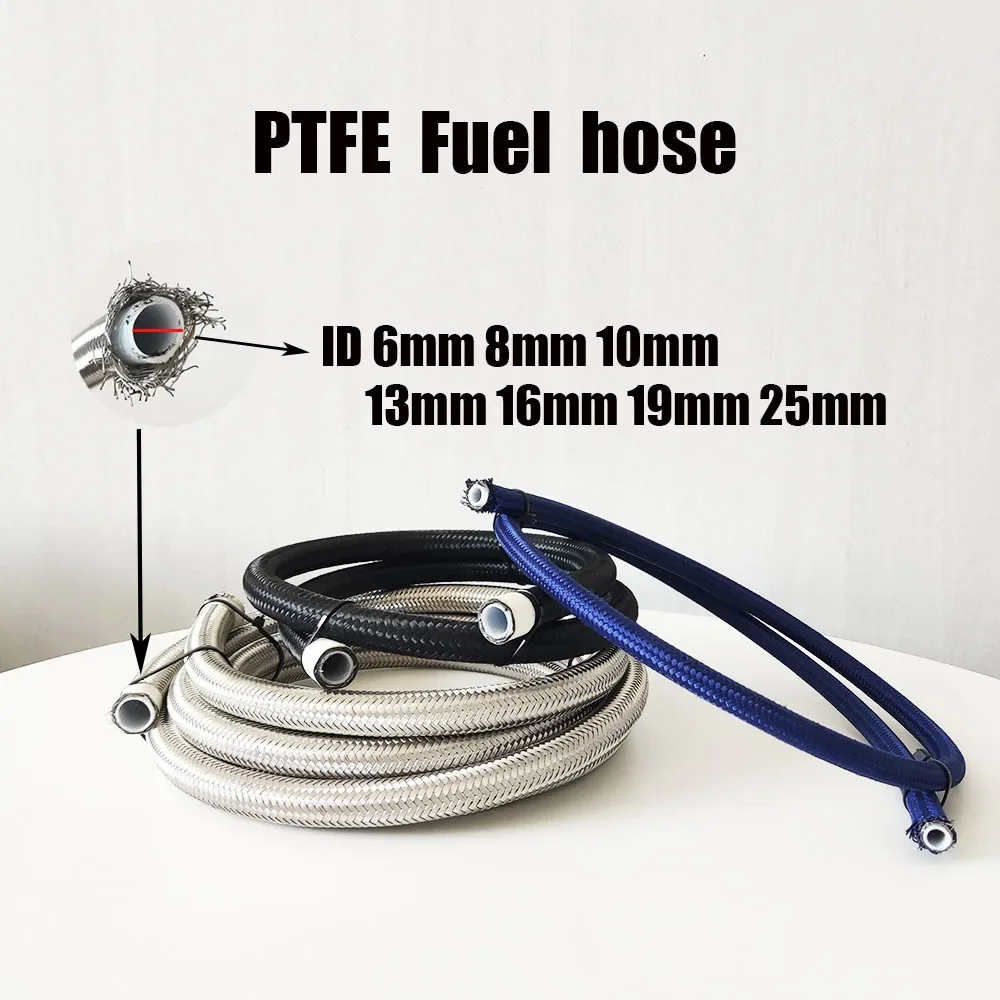 Nylon Braided PTFE Brake Hose Car Motorcycle Hydraulic Brake Fuel Oil Line Oil Cooler Hose Pipe ID 6mm/8mm/10/13mm/16mm/19mm/25m