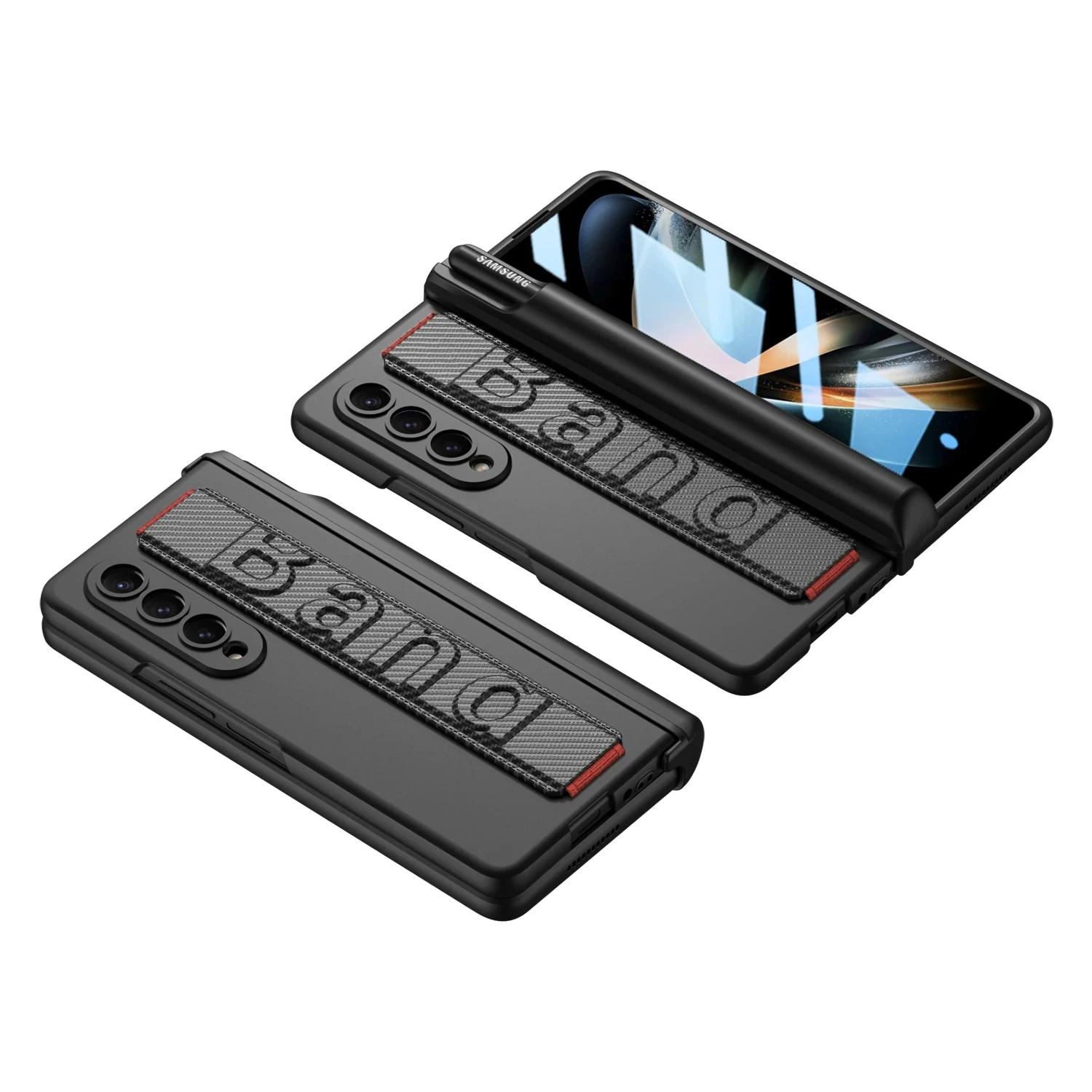 High quality magnetic hinge cover for Samsung Z Fold4 phone case wrist strap full cover film pen holder protective case