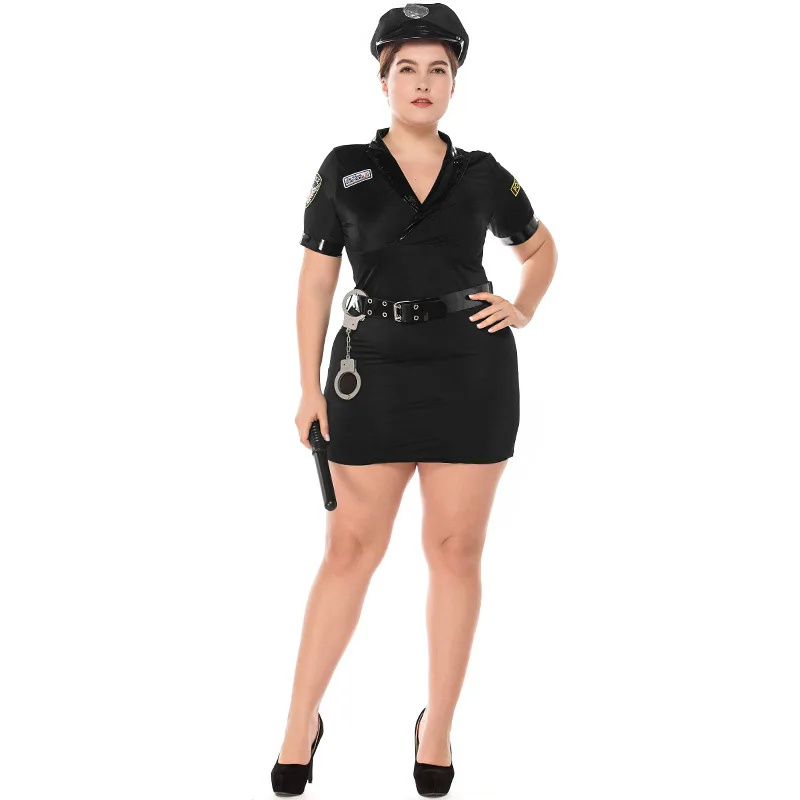 

Adult Policewoman Uniform Halloween Cosplay Police Uniform Party Dress Up Costume Plus Size Outfit With Handcuff Carnival Dress