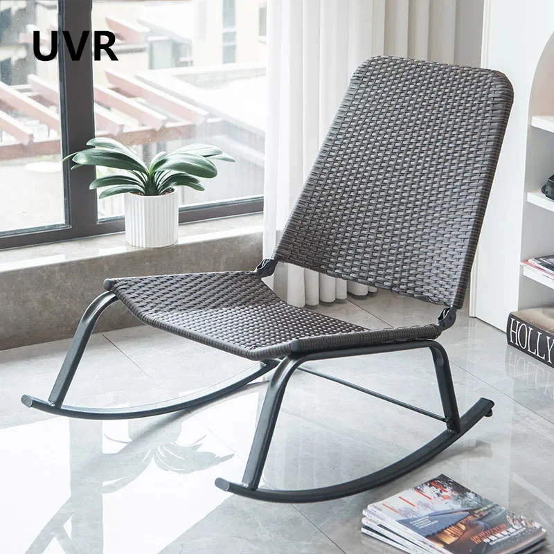 UVR Shaking Chair Rattan Chair Summer Household Lazy Sofa Rattan Chair Outdoor Leisure Indoor Balcony Can Lie Down Lunch Chair