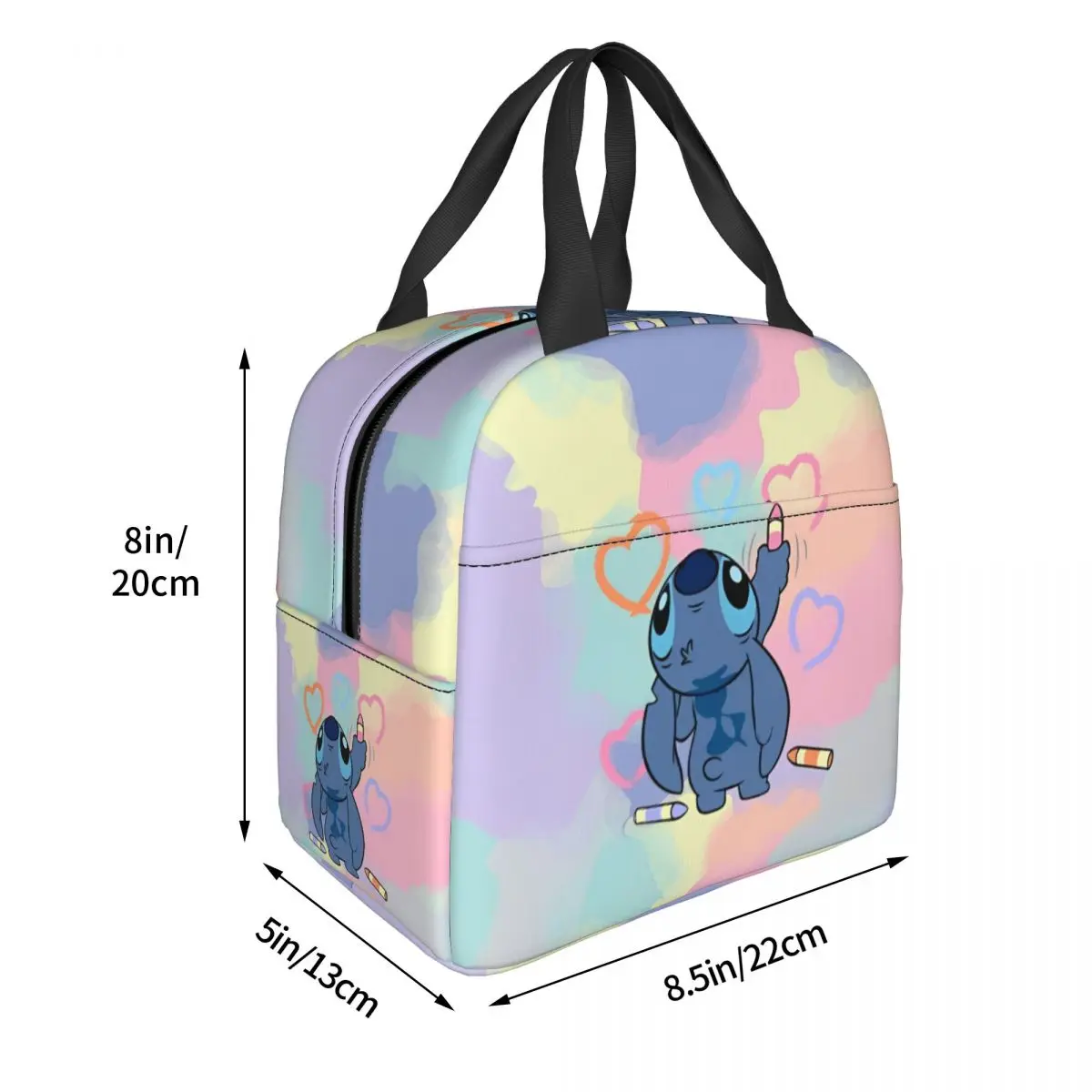 Cute Lilo And Stitch Insulated Lunch Bag Thermal Bag Reusable Portable Tote Lunch Box Food Storage Bags College Picnic