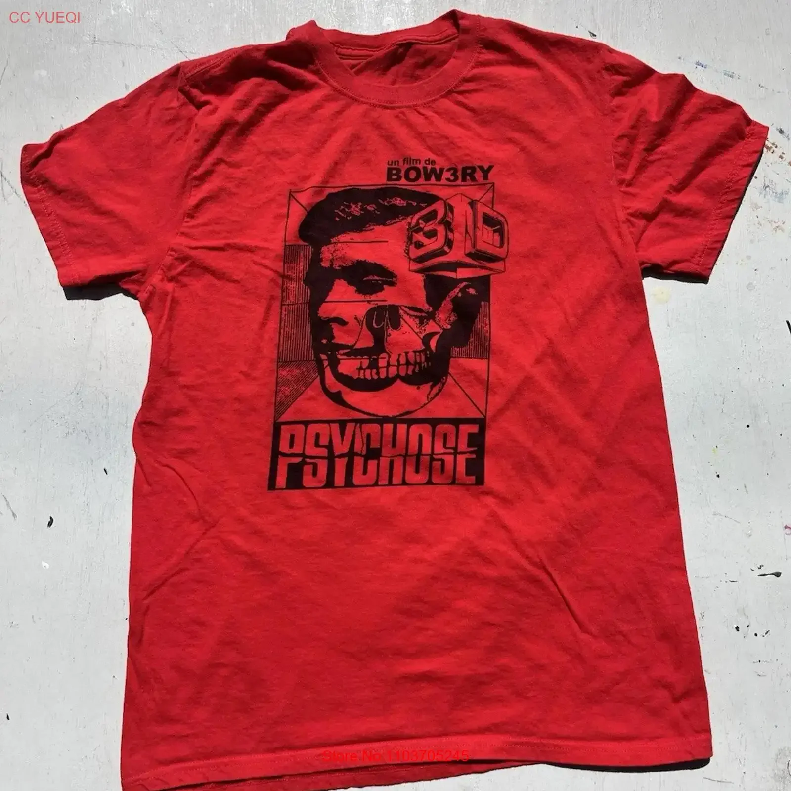 Мужская футболка Bow3ry Red Psychose Film БЕЗ РАЗМЕР Hitchcock Horror Art Scare Fright винтажная стираная дизайнерская одежда универсальная