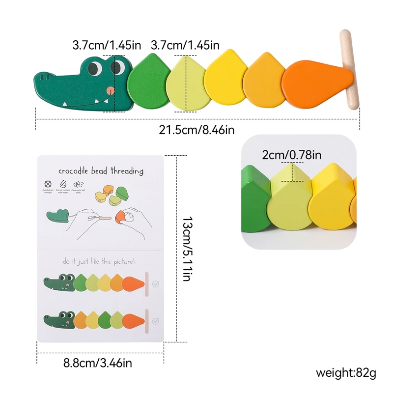Drewniane zabawki dla niemowląt, zabawki DIY, zabawki z koralikami z motywami zwierząt z kreskówek, zabawki edukacyjne Montessori, rozwój motoryki małej, zabawki dla dzieci, prezenty dla dzieci.