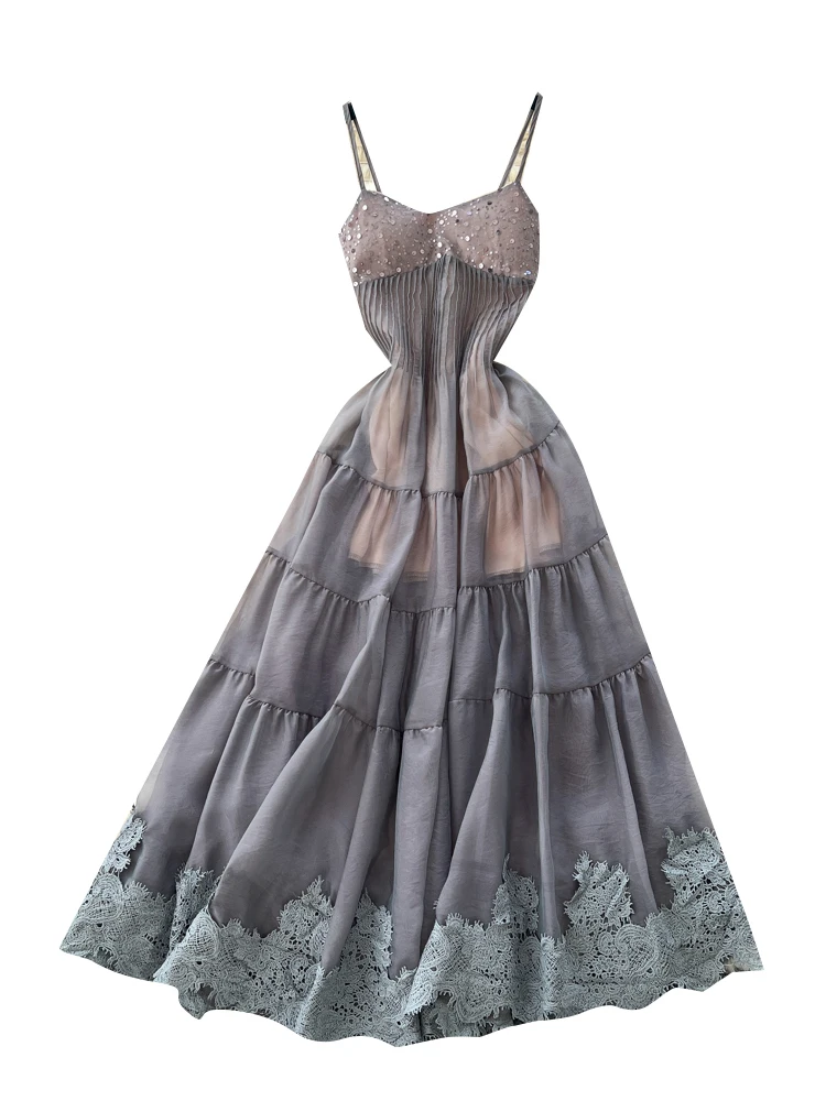 تنورة طويلة من In iny Sequin بحزام Me Dr للصناعات الثقيلة وخصر عالي وخصر على شكل حرف a للصيف Ci Commute للسيدات...