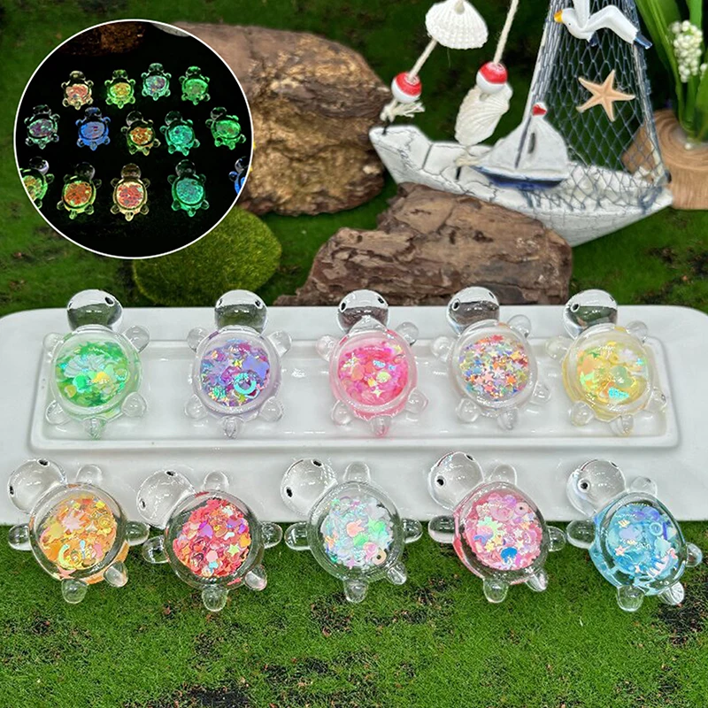 1Pcs Cute Transparent Luminous Glitter Large Turtle DIY Trendy Play Accessories Cream Gel Keychain Bag Pendant