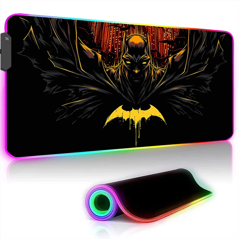 

Computer Mouse Pad Rgb Batmans Pc Gaming Accessories Gamer Led Backlit Keyboard Mousepad Anime Desk Mat Rubber Mause Pad Xxl