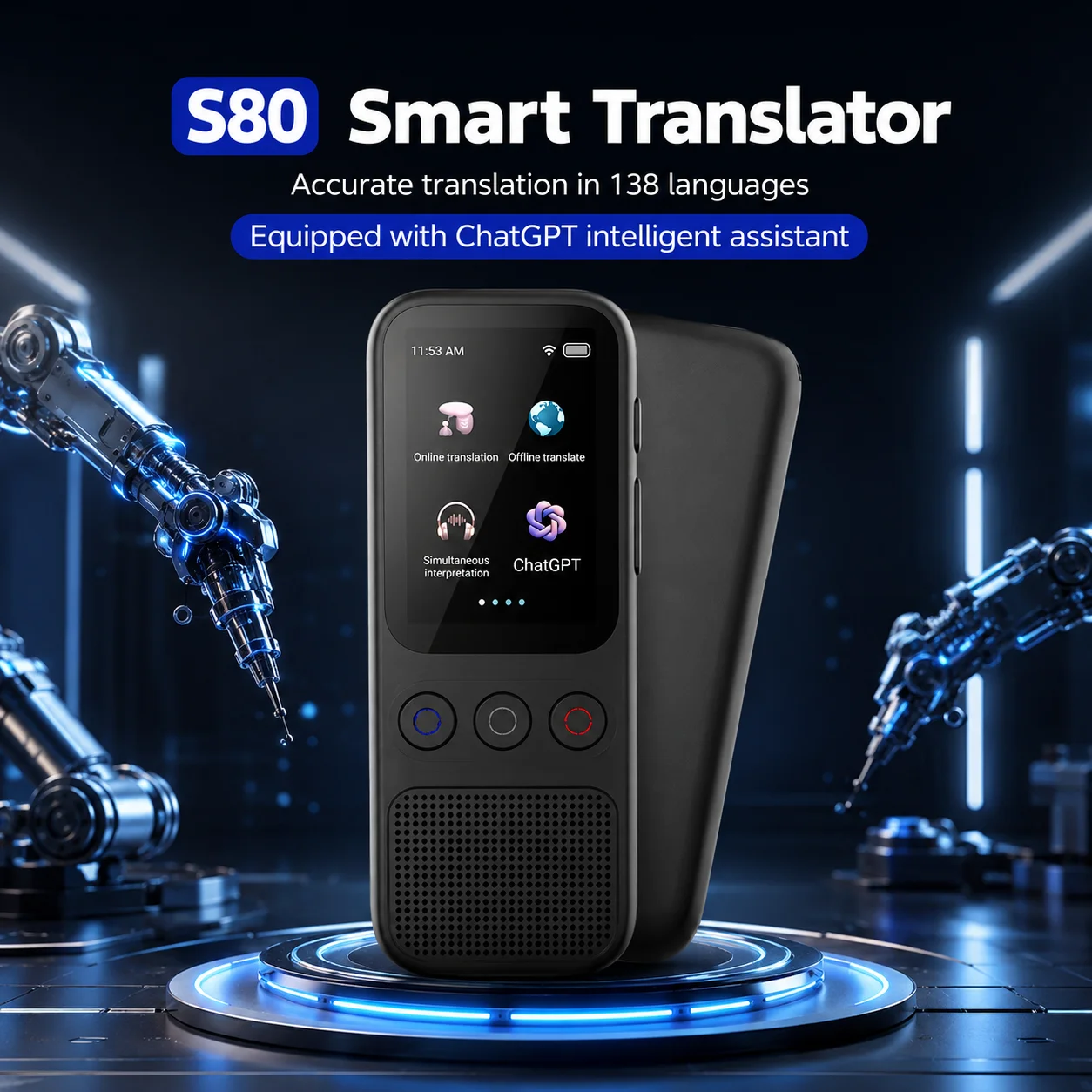 Smart Language Translator, Works Great Without WiFi, Built-in 18 Offline Languages, Real-Time Two-Way Voice Translation