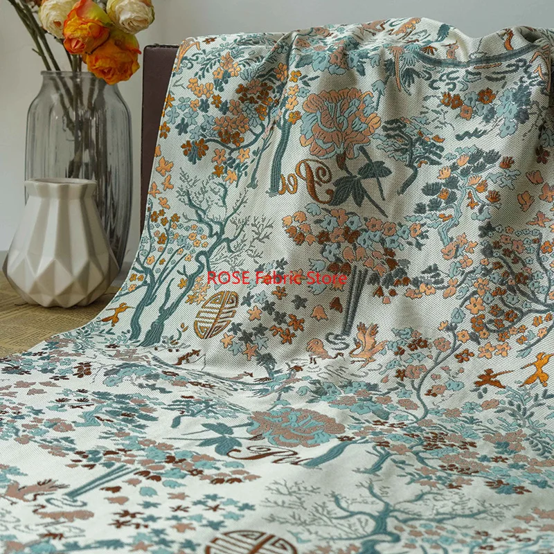 1 metro retrò stile palazzo tessuto jacquard di seta oro tende moda cuscini borsa per bagagli tessuto da cucito fai da te