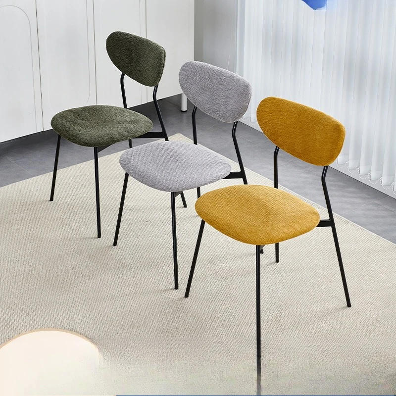 

Home high-end wrought iron back chair modern simple dining table hotel stool furniture upholstered chair