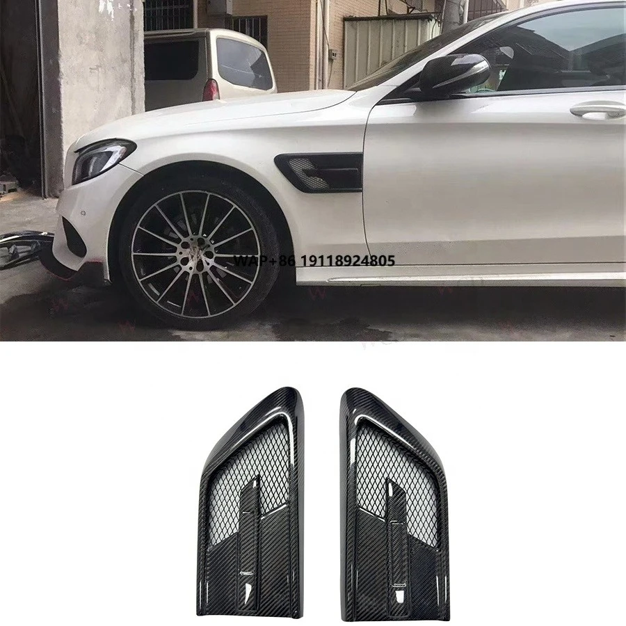 

Carbon Fiber Front Bumper Sider Fender Fins Trim for C Class W205 C200 C300 2015-2018 Front Fender Scoop Vents Cover