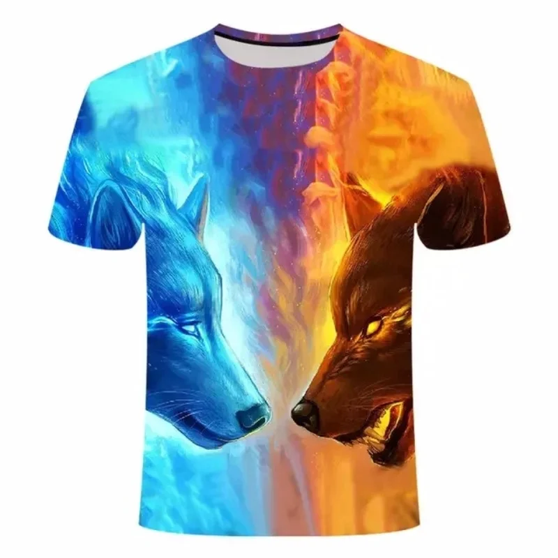 Animal Wolf 3D-Druck Sport Schnelltrocknend Atmungsaktives Herren-T-Shirt Outdoor Street Loose Comfort Vielseitiges Eltern-Kind-Kurzarm-Oberteil – Detail 16