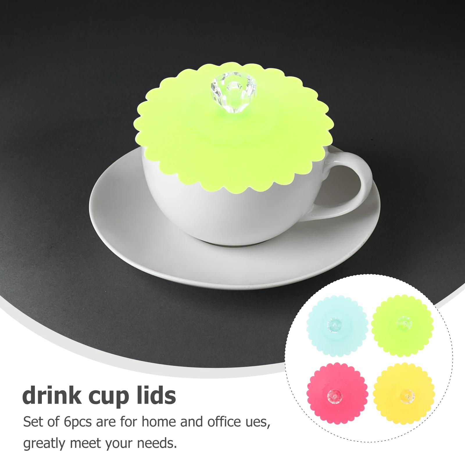 

6 pcs Silicone Reusable Airtight Coffee Mug Covers Leakproof Drink Seals Food Grade Dustproof For Tea Beverage Home Office Use
