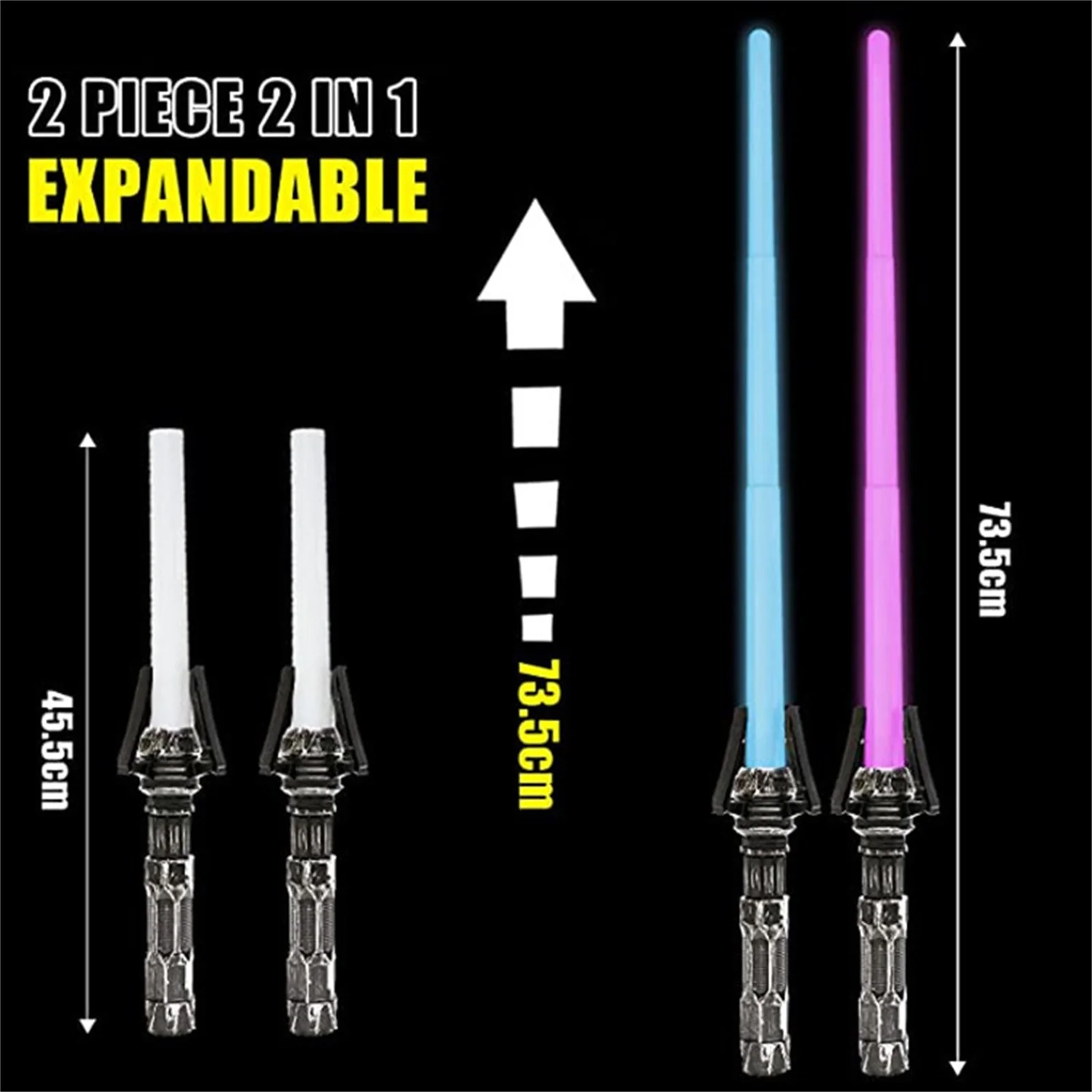 2-em-1 sabre de luz rgb piscando dupla luz espada brinquedos sabre de luz 7 cores chang luzes kidslaser espada presentes de aniversário crianças brinquedos