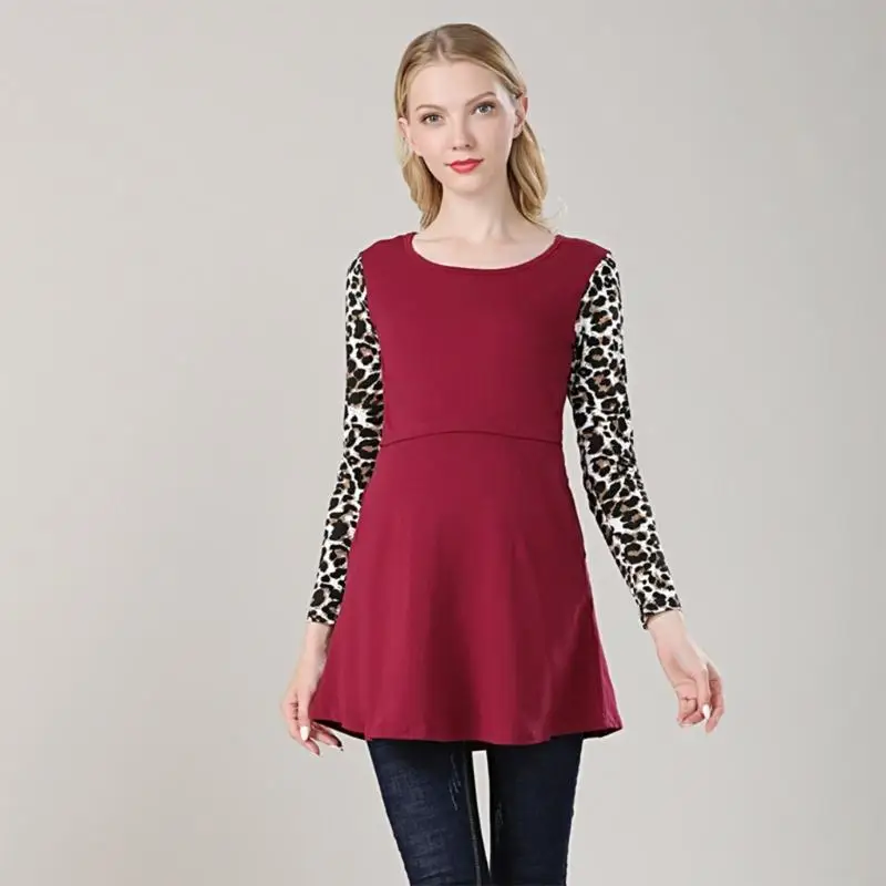  Multi Season Long Sleeve Nursing Tops for Pregnancy Soft Cotton Stretchy Material Shirt with Privacy Opening Comfort Fit - view 3