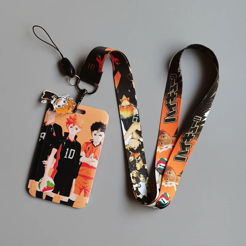 Haikyuu Card Holder PVC Cards Protective Covering with Lanyard Cartoon Key Accessories Pendant Decoration Student Children Gift