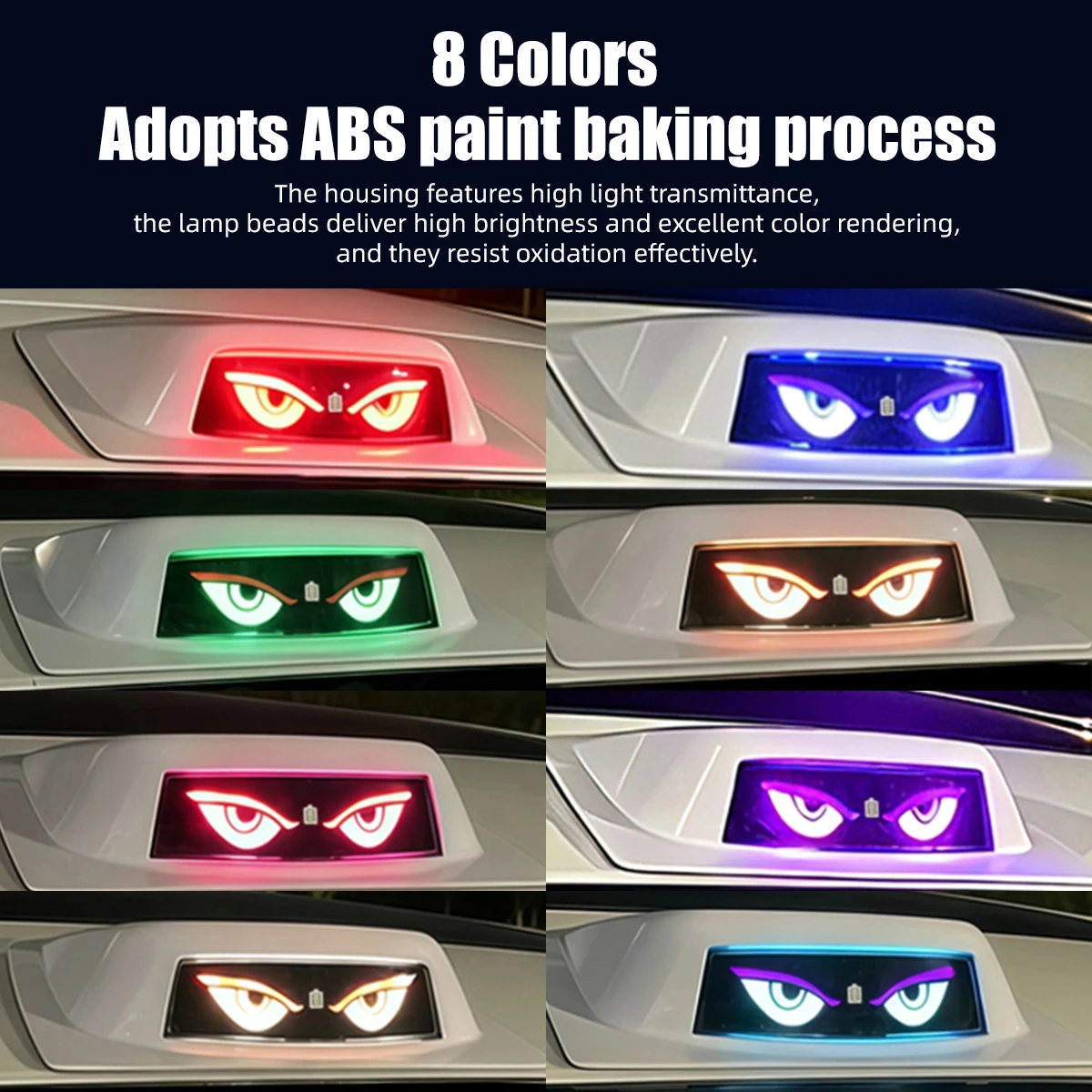 Solar Powered Car Roof Top Warning Light RGB Strobe Flashing Light With Demon Eye Pattern Display Remote Control LED Signal Lamp