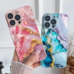 Tempered Glass Marble Stone Case For iPhone 11 Funda iPhone 16 17 16E 13 14 15 Pro Max 12 7 8 Plus SE 16promax 13promax Cover