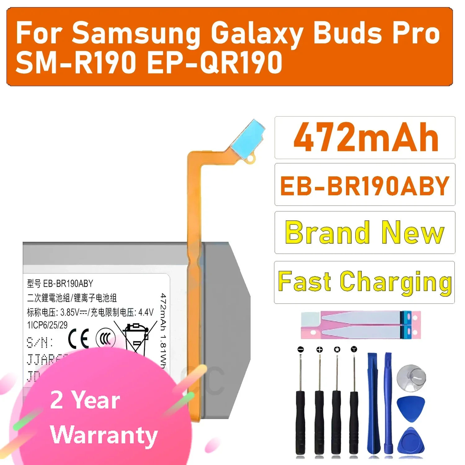 

2025 years Replacement Battery EB-BR190ABU for Samsung Galaxy Watch Bude Pro Hight Capacity Batteries +Tools