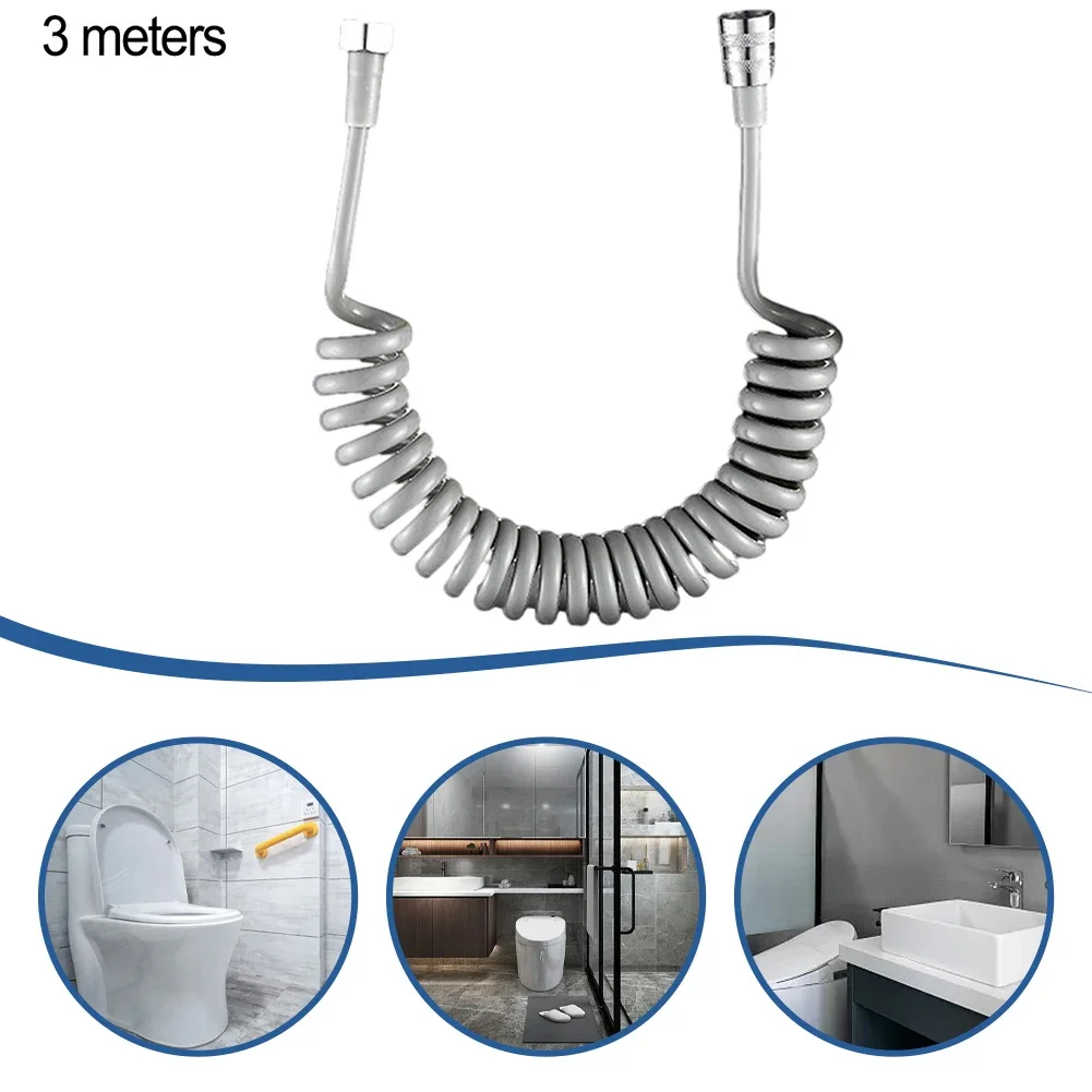 3/5m Telephone Line Tube Bathing Flexible Tube Spiral Spring Hose Toilet Bidet Sprayer Shower Head Water Pipe