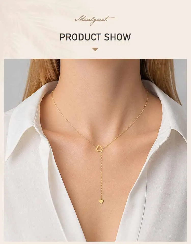 18K Vergoldete Offene Herz-Lariat-Halskette für Damen, Edelstahl Hohles Herz Y-Anhänger Zarter Minimalistischer Schmuck – Detail 1