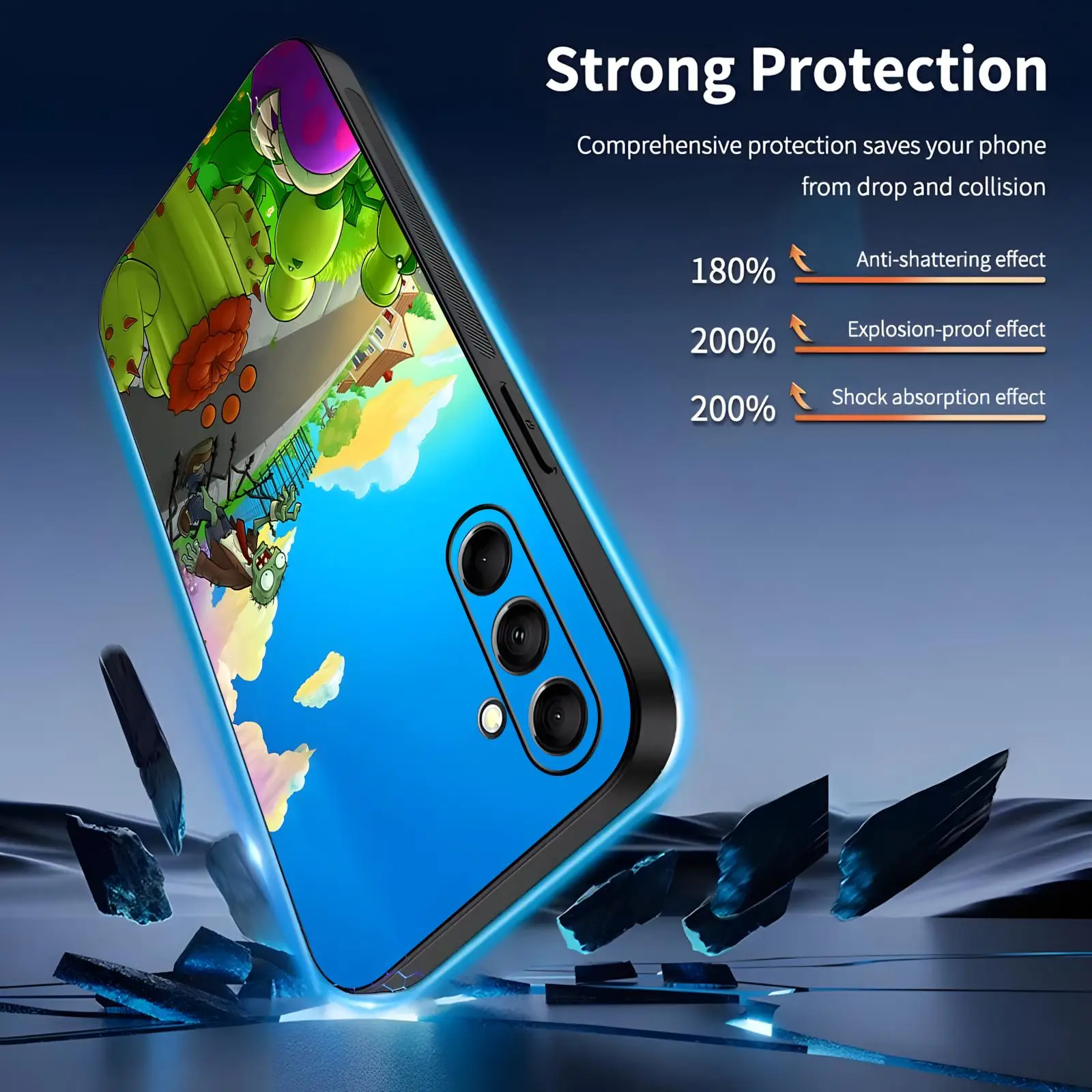 Phone Case For Samsung A57 A56 A37 A27 A17 A36 A26 A55 A35 Anti-Drop Soft Black Case HOT game P-Plants vs. Z-Zombies cool - view 3