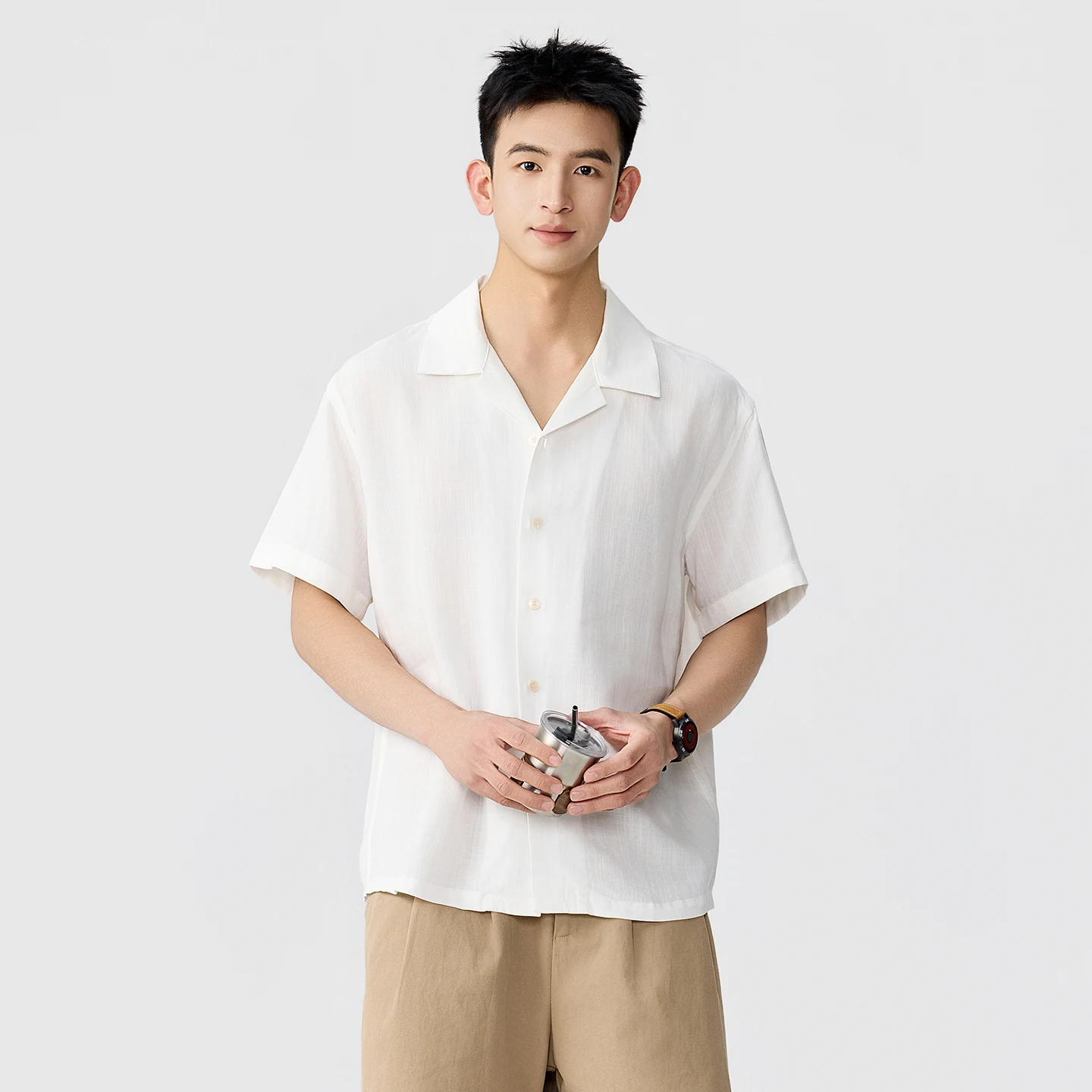 Men Summer Cuban Collar Old Money Vintage Fashion Loose Casual Short Sleeve Linen Shirts Male Korea Streetwear Shirts Blouses