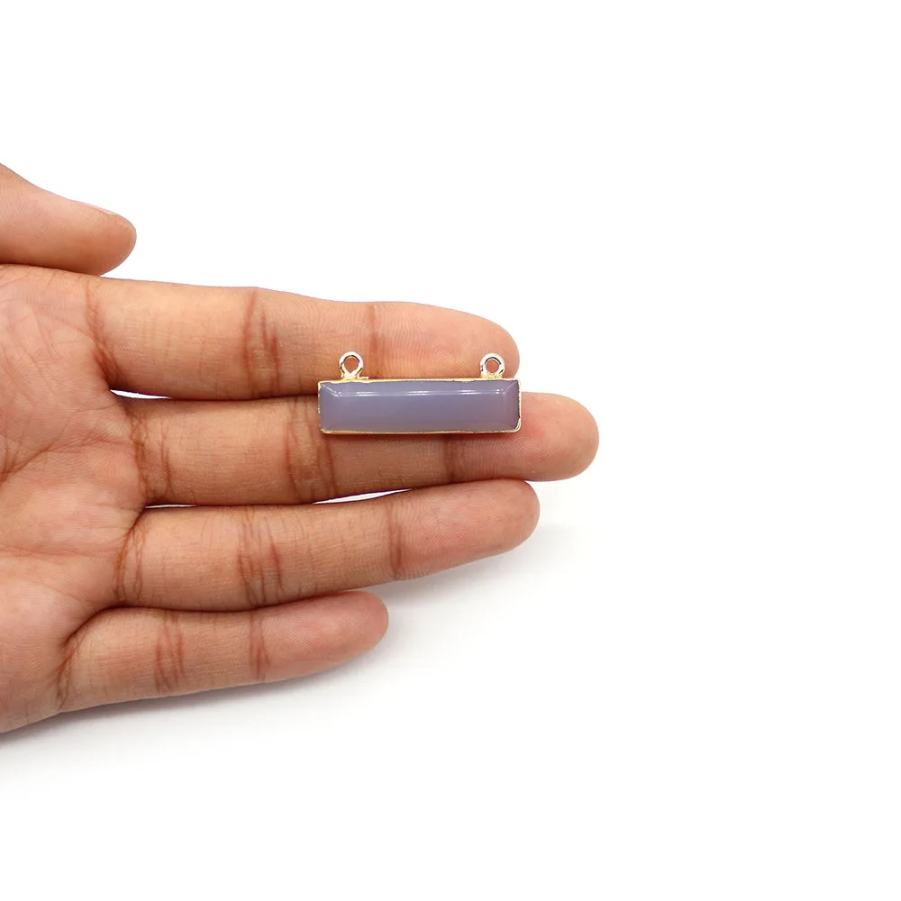 

Niche Unique Polished Faceted Long Strip Crystal Agate Pendants with Double Holes Electroplated Edging DIY Jewelry Accessories