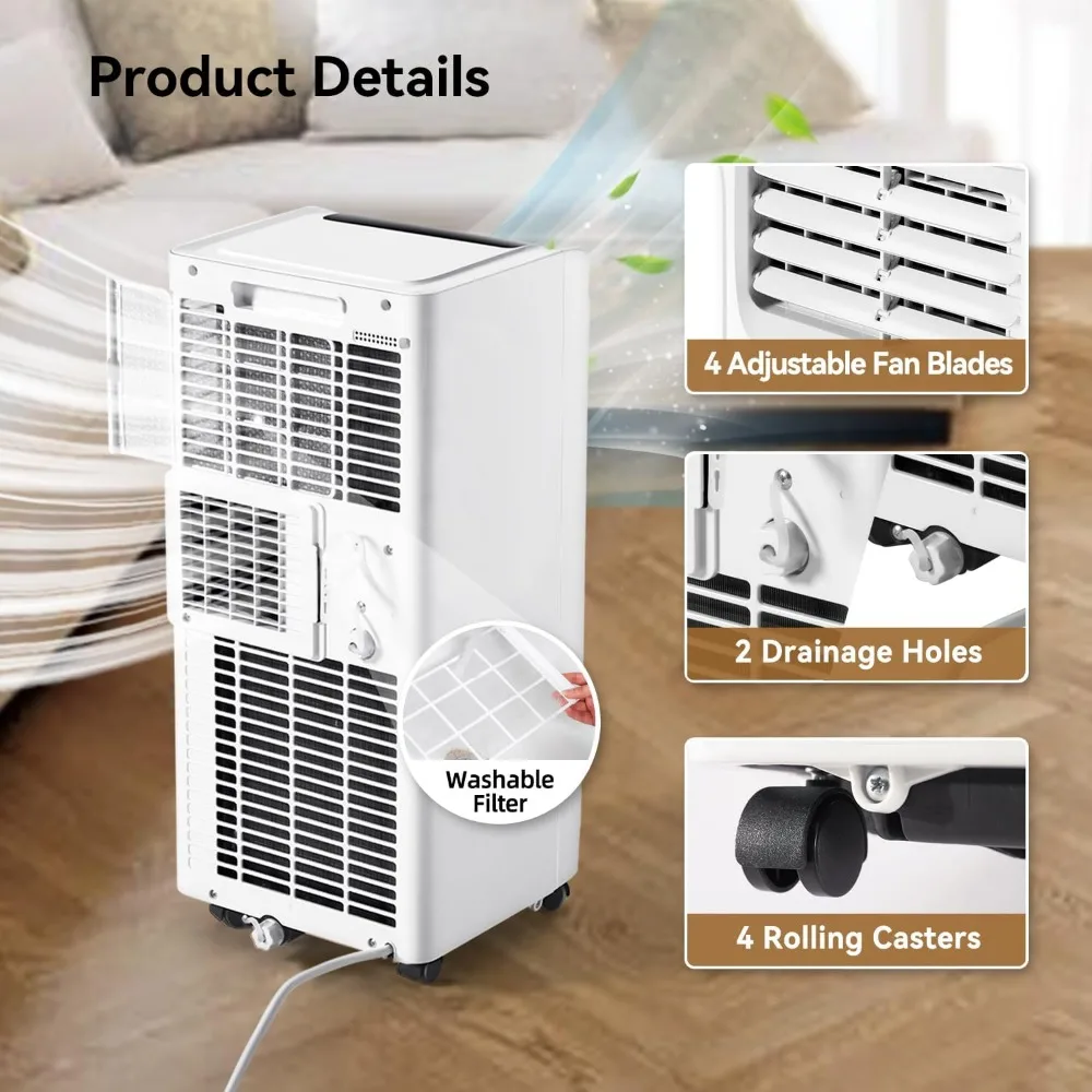 Draagbare airconditioner, luchtontvochtiger met afstandsbediening, afstandsbediening, digitaal display, 24-uurs timer, airconditioner